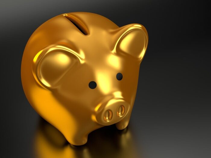 piggy bank, gold, money