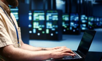 Supervisor doing server diagnostic test